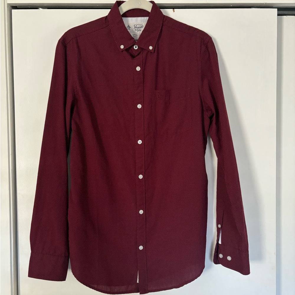 Burgundy Original Penguin office work button down men’s small